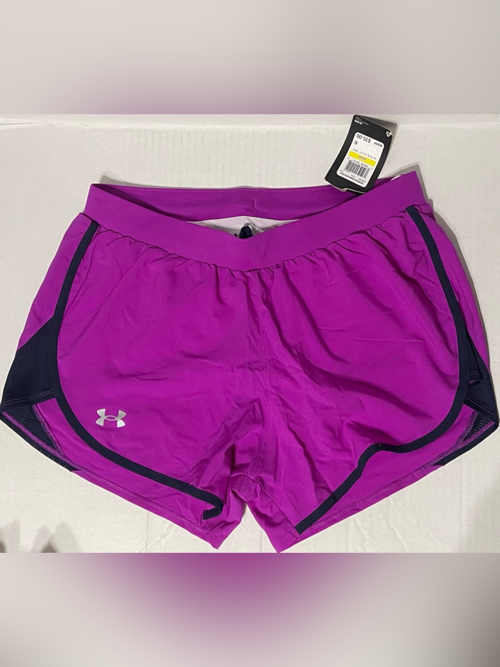 Under Armour Fly-By Elite 3 inch Shorts - Women’s M - Strobe-Midnight Navy - NWT